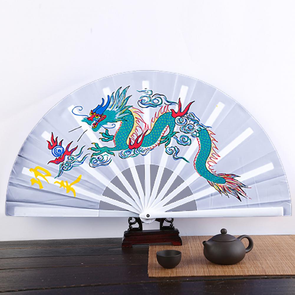 Folding Fan Elegant Chinese Dragon Tai Chi Fan Kung Fu Fan Metal Rivet Handheld Fans High Quality Performance Fans abanico