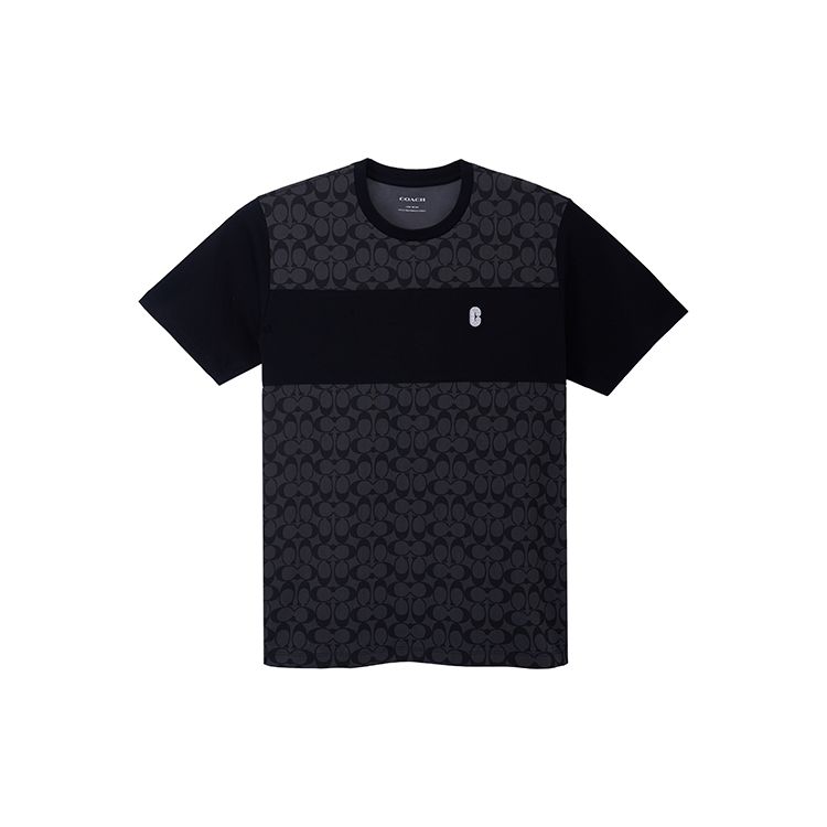Coach Мужская футболка с коротким рукавом сшитая с принтом логотипа по всей поверхности SS22 топ черный C9602-R8E XL 15960₽