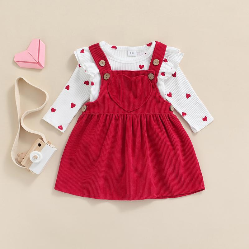 

Spring Infant Baby Girl Clothes Set Skirt Heart Print Long Sleeve Romper 2Pcs Toddler Girl Clothing Outfits 0-3M