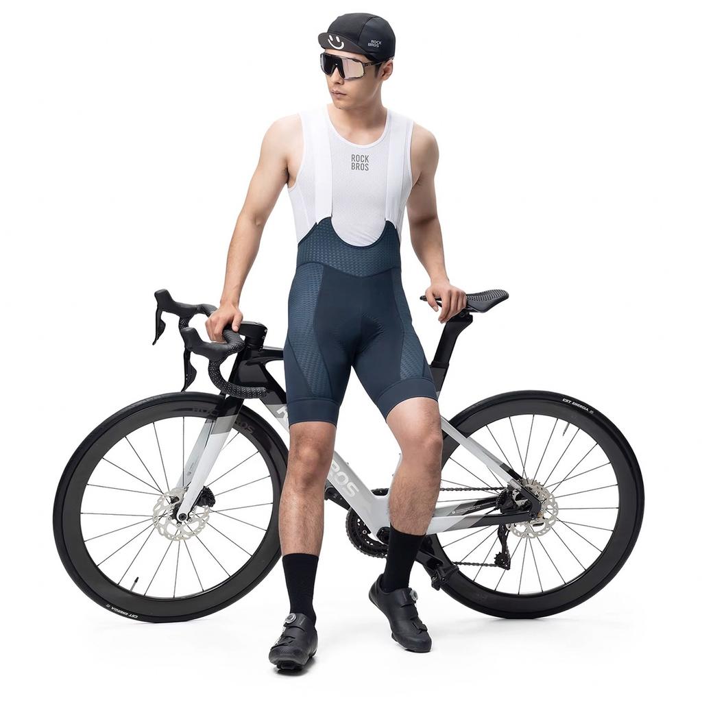 Men's Short Cycling Shorts with Suspenders and Pad, Size XXL - Dark Blue