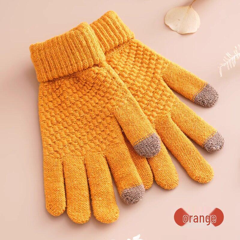 Plush Touchscreen Gloves: Warm, Thick Wool-Knit for Men & Women, Ideal for Autumn/Winter Cycling