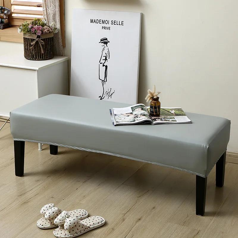 Waterproof Dining Bench Cover PU Stretch Washable Upholstered Bench Slipcover Seat Protector Bench Covers for Dining Room