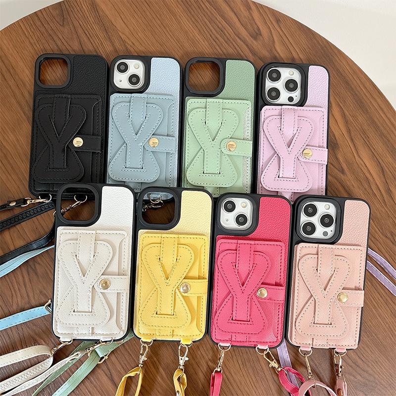 Armband Einfarbig Kartenhalter Münzfach Handyhülle für Apple 17promax Umhängekordel für IPhone16pro Leder