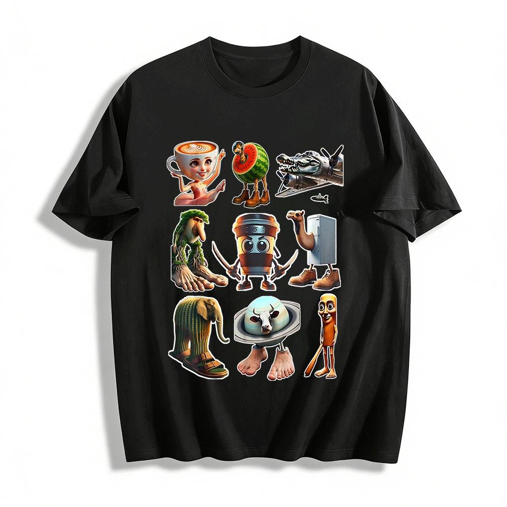 Weird Mixed Creature Funny Graphic Print T-Shirt Pure cotton T-shirt XXS