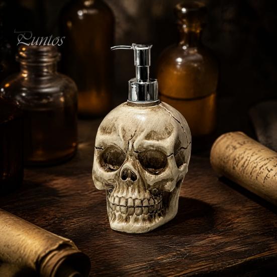 Creativo Stile Gotico Articoli da Toeletta Teschio Dispenser Bottiglia con Pompa, Grande Capacità Vinile Ricaricabile Pompa a Pressione Sapone Liquido Contenitore Lozione,