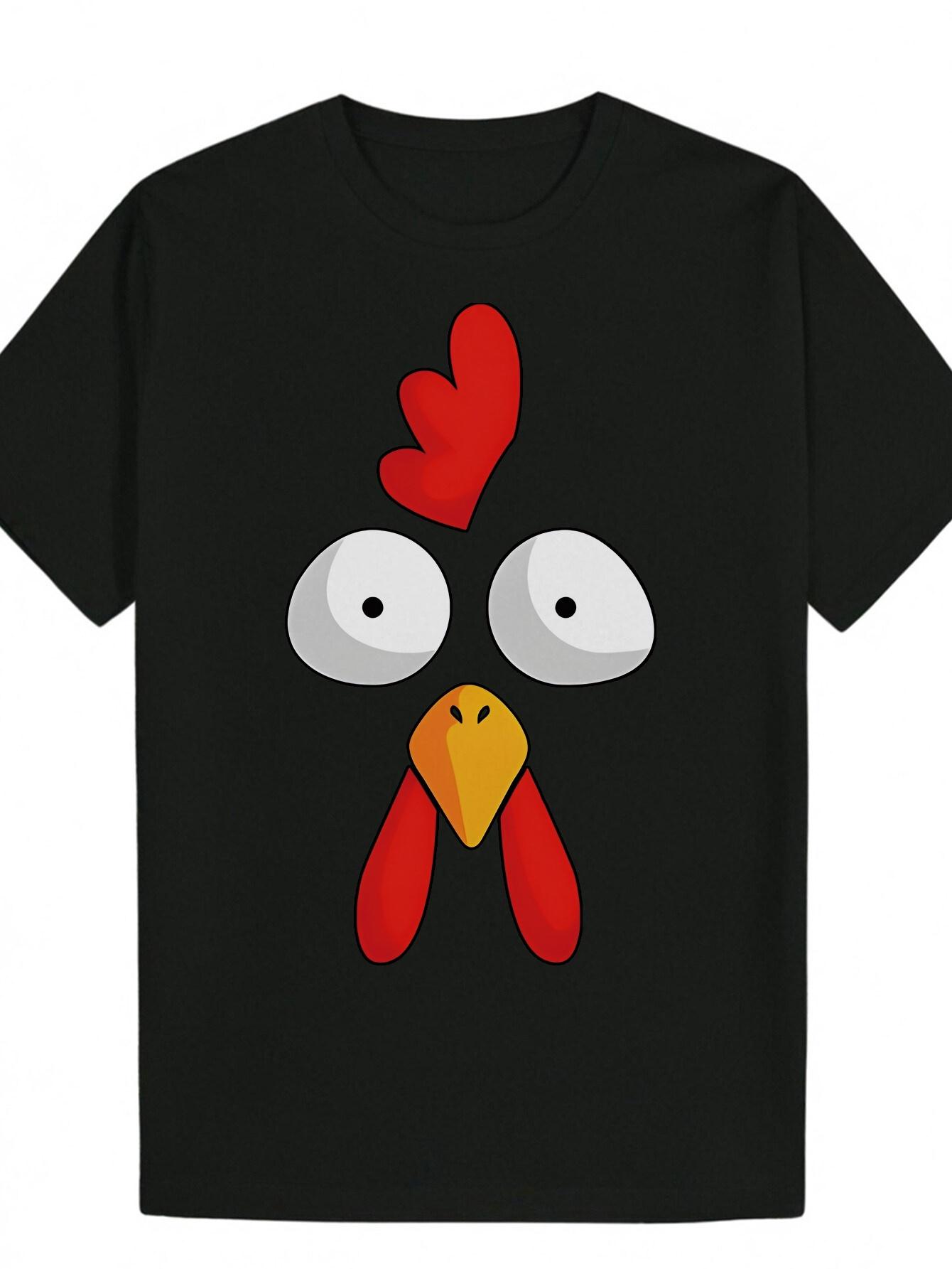 

Rooster Graphic T-shirt - Lightweight Polyester Round Neck Tee with Vibrant Animal Print L