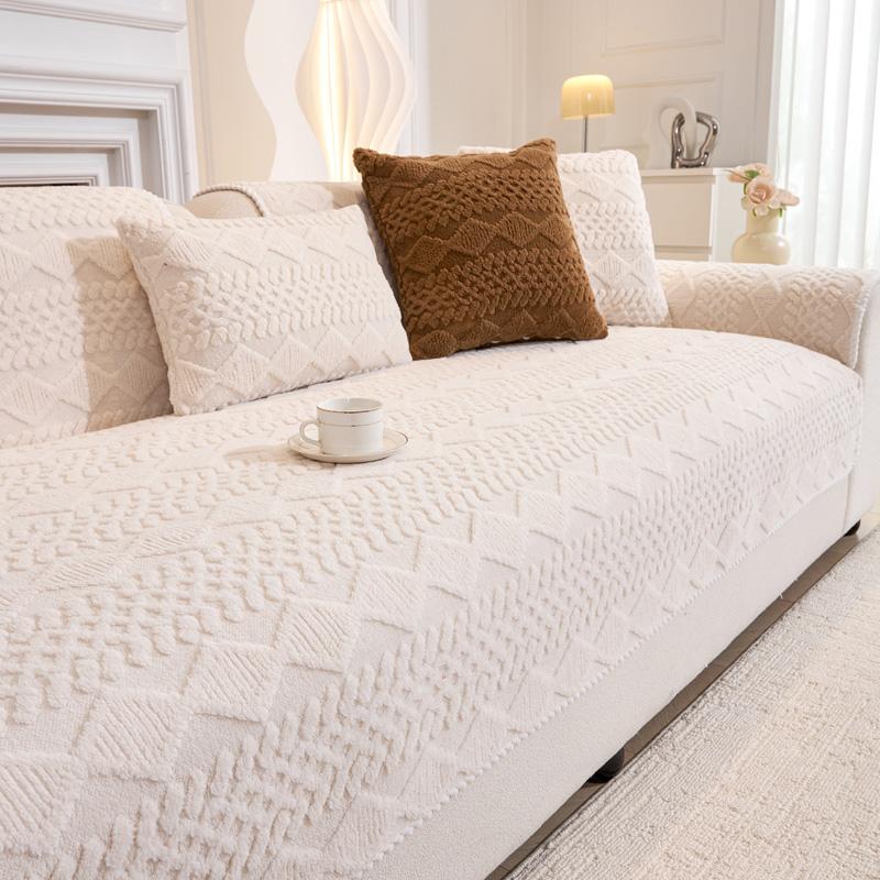 Potahy na pohovku Jednobarevné plyšové žakárové Housse Canape Houpající se chránič na pohovku Home Decor Fleecová potah na pohovku pro zimní teplo