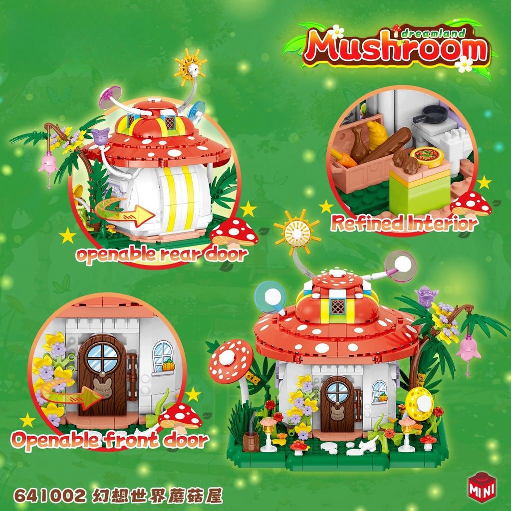 Fairy Tale Forest Building Blocks and Mushroom Boat Street View - Assembled Building Blocks and Toys Gifts, Birthday Gifts