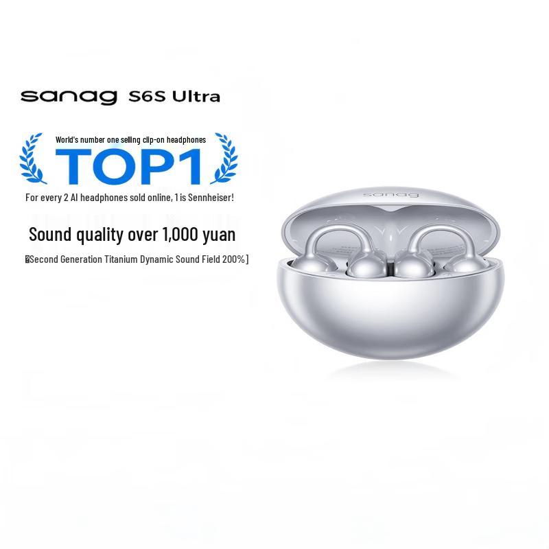 Saina S6S Ultra Open-Ear Clip-On AI Bluetooth Headset