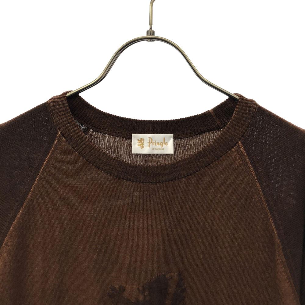 Pringle wool made in italy Long sleeve sweater L Brown knit Men's Used