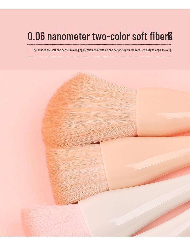 Seashell Portable Makeup Brush Set with Mirror - 5-Piece Eyeshadow & Foundation Tools