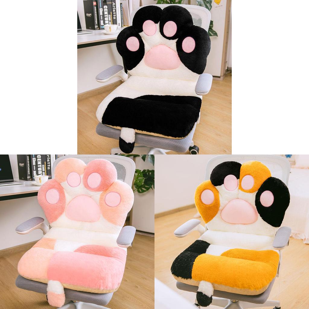 Cozy Plush Cartoon Cat Paw Office Lumbar Cushion For Home And Work Comfort