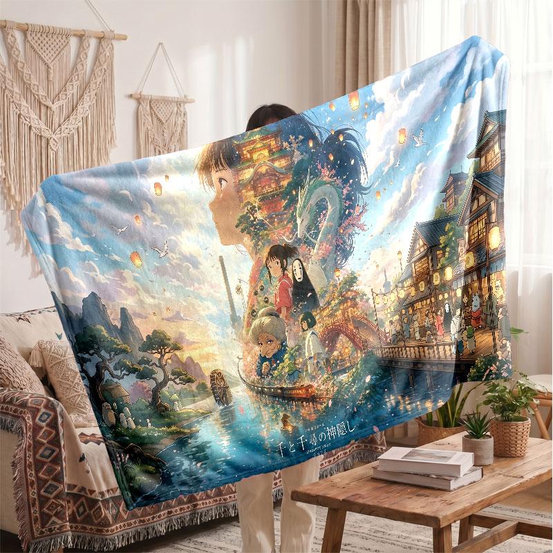 Warm Flannel BlanketSpirited Away Soft Cozy Throw Blanket for Bedroom Couch