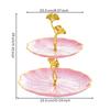 Shaped Two-Tier Serving Tray Elegant Snack Stand with Floral Supports