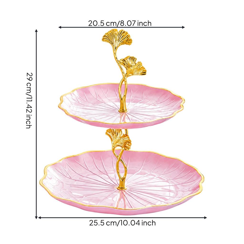 Shaped Two-Tier Serving Tray Elegant Snack Stand with Floral Supports