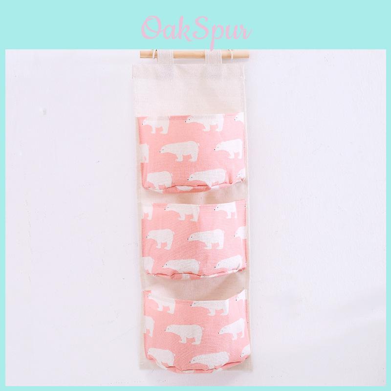Cotton Linen Hanging Storage Bag With Multilayer Design For Living Room Organization