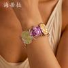 Color painting oil hollow rose opening bracelet, Valentine's Day women's premium cloud bracelet