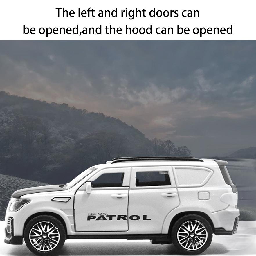 Nissan Patrol-Modellauto aus Druckguss im Maßstab 1:36, Spielzeugfahrzeug zum Zurückziehen für Kinder, Kleinkinder, Jungen und Mädchen, Geschenkkollektion