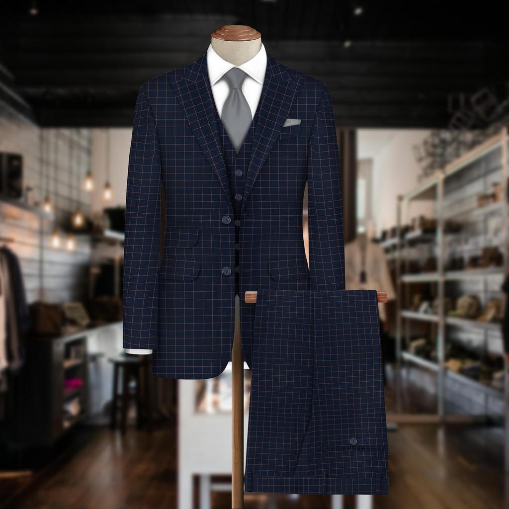 Navy Blue Party Wear Coat Fabric - Premium Blend of 70% Viscose & 30% Polyester