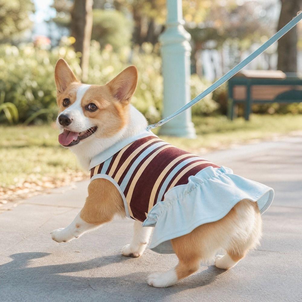 Fashion Breathable Puppy Striped Dress Comfortable Lightweight Pet Clothing Thin Dog Vest Small Medium Dogs