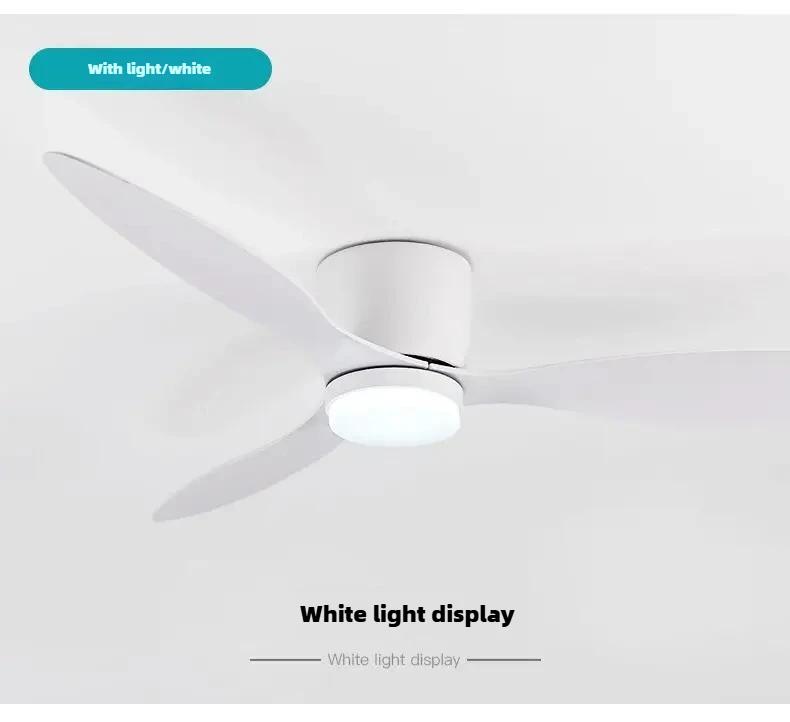 Ventilador de teto LED moderno sem luzes, ventilador de controle remoto de loft de piso baixo com luzes, ventilador de sincronização de motor CC, 6 velocidades, 20 cm