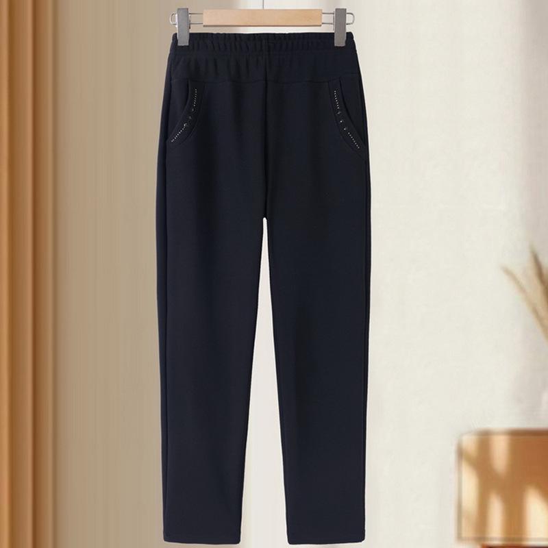 

Velvet-Lined Warm Pants for Middle-Aged and Elderly Women – Autumn/Winter Grandma Outfit, Loose-Fit, Large Size Cotton Pants. 2XL