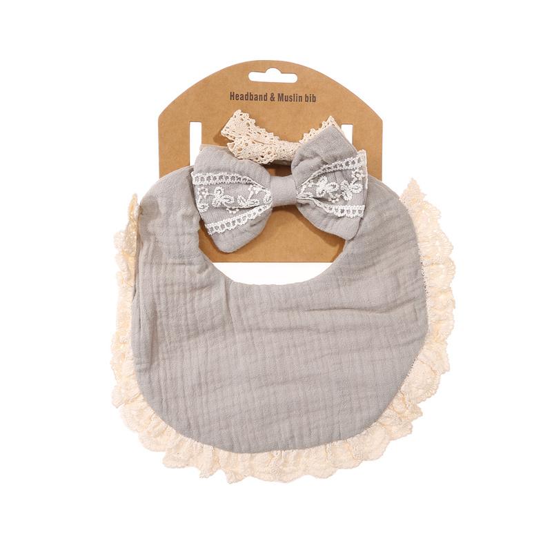 3 Teile/satz Solide Baumwolle Baby Lätzchen & Spitze Stirnbänder Prinzessin Jungen Mädchen Speichel Handtuch Fütterung Spucktücher Haar Bands