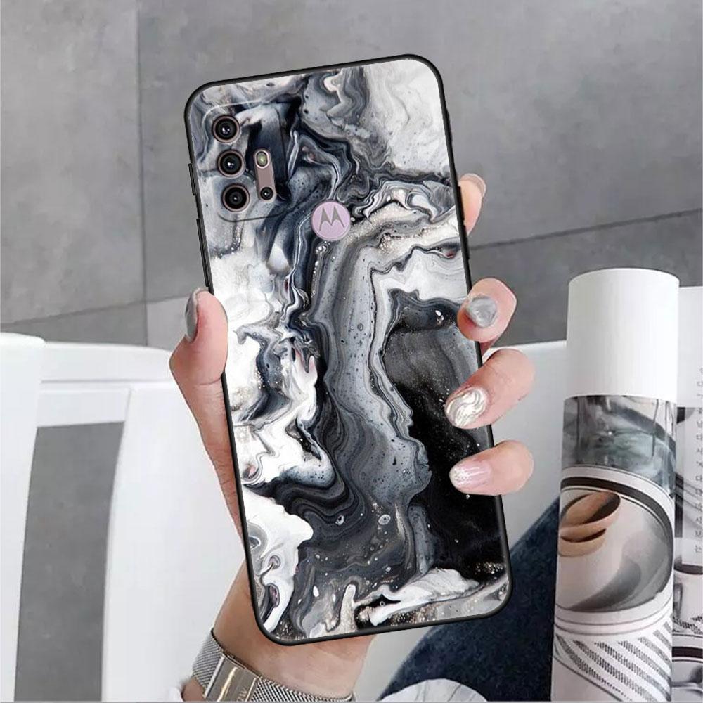 Hülle für Motorola G30 G60 Edge 20 G9 G22 G8 Power G31 G500 G50 30 Pro Schwarz Soft Phone Capas Granit Marmor