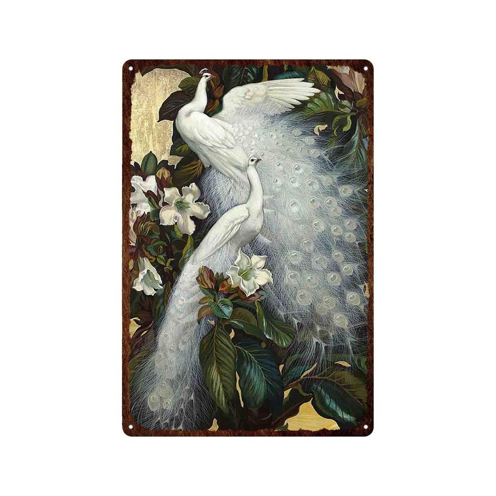 Mfoever Tin Sign Bird Flower Variety Sign Metal Sign Vintage Tin Sign Bar Vintage Wall Decor Bar Club Man Cave Metal Poster