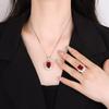 Jewelry Copper Bottom Gold-Plated Simulation Red Corundum Retro Set Female Main Stone 10 * 14