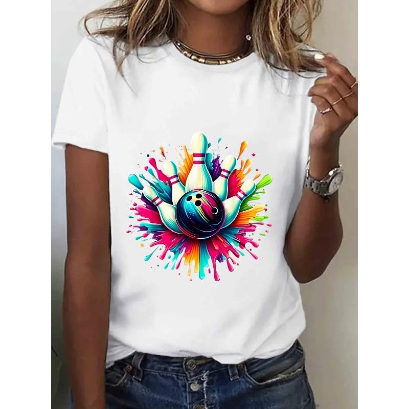 Women s Bowling Fun Printed T-shirt 2XS