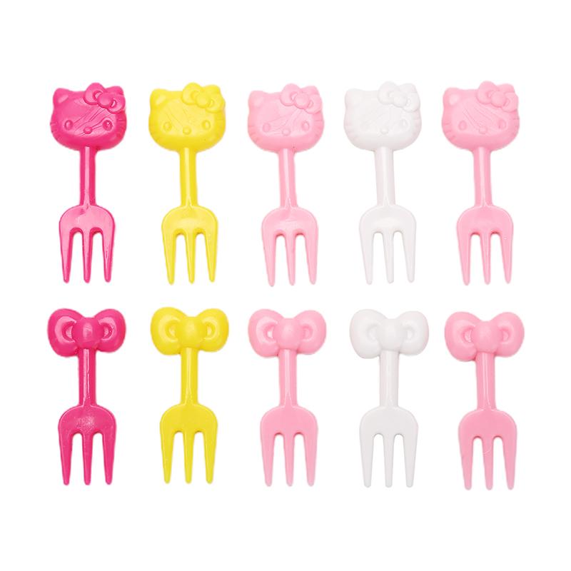10Pcs/Set Cat Mini Animal Cartoon Food Picks Children Snack Fruit Fork