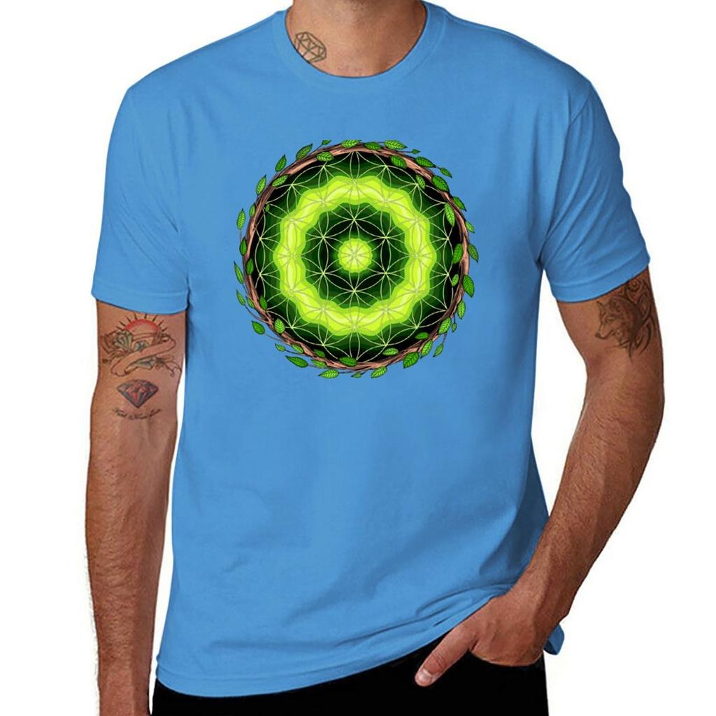 Ayahuasca Sacred Geometry T-Shirt Tops Plus Size Tops Vintage Mens Workout Shirts