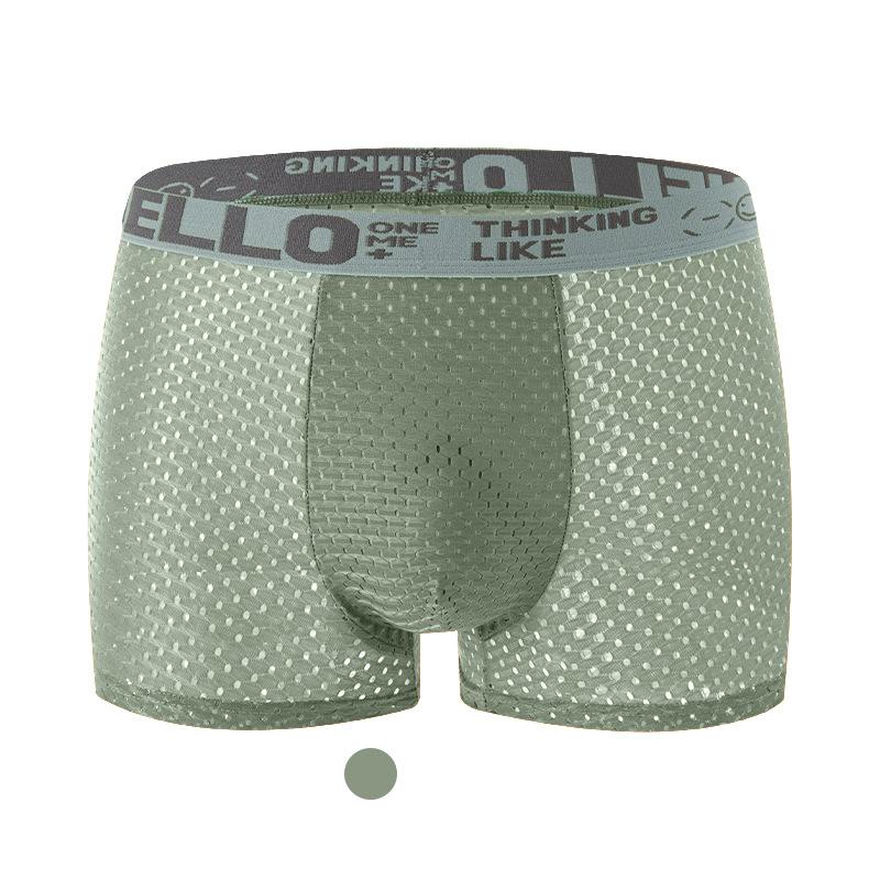 

Чоловіча сітчаста білизна з крижаного шовку Літня дихаюча сітка Прохолодні боксери Чоловічі боксери Антибактеріальні легкі тонкі труси 3XL зелений