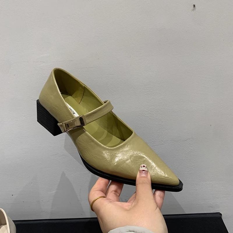 Summer New Style Square Heel Pointed Toe Shoes Women's High Heels Solid Color Sexy Fashionable Comfortable High Heels