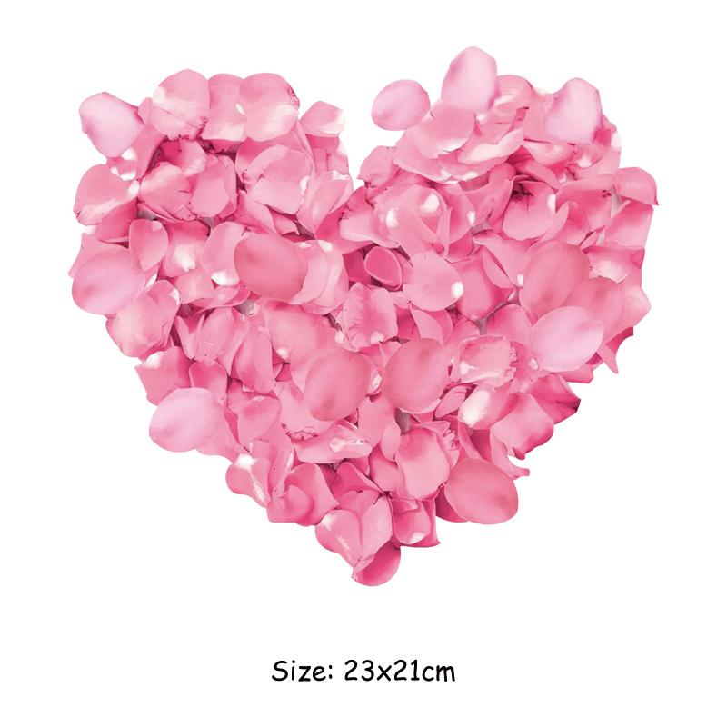 Valentine'S Day Iron On Patches Realistic Pink Flower Heart Patch For Clothing Washable Diy Iron On Garment Accessory New Heat Transfer