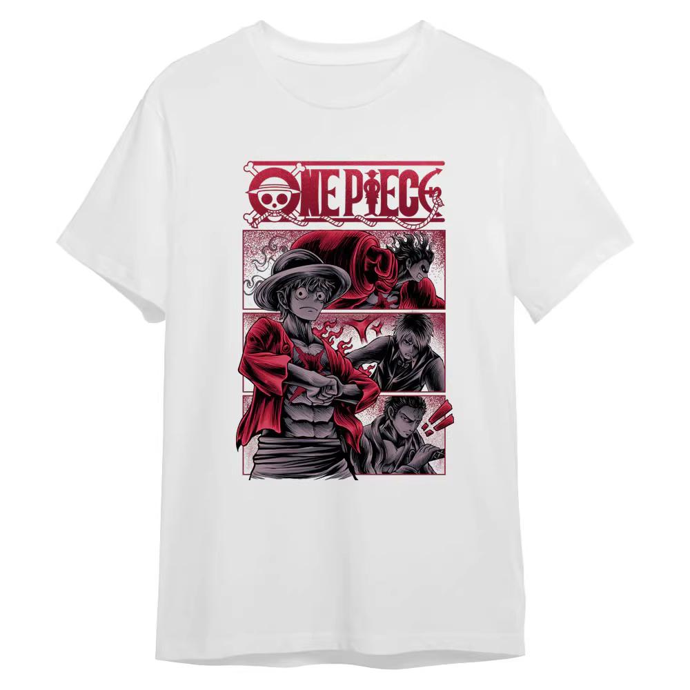 One Piece Japanese-style Trendy Cartoon Print Short-sleeved T-shirt Comfortable and Casual Suitable