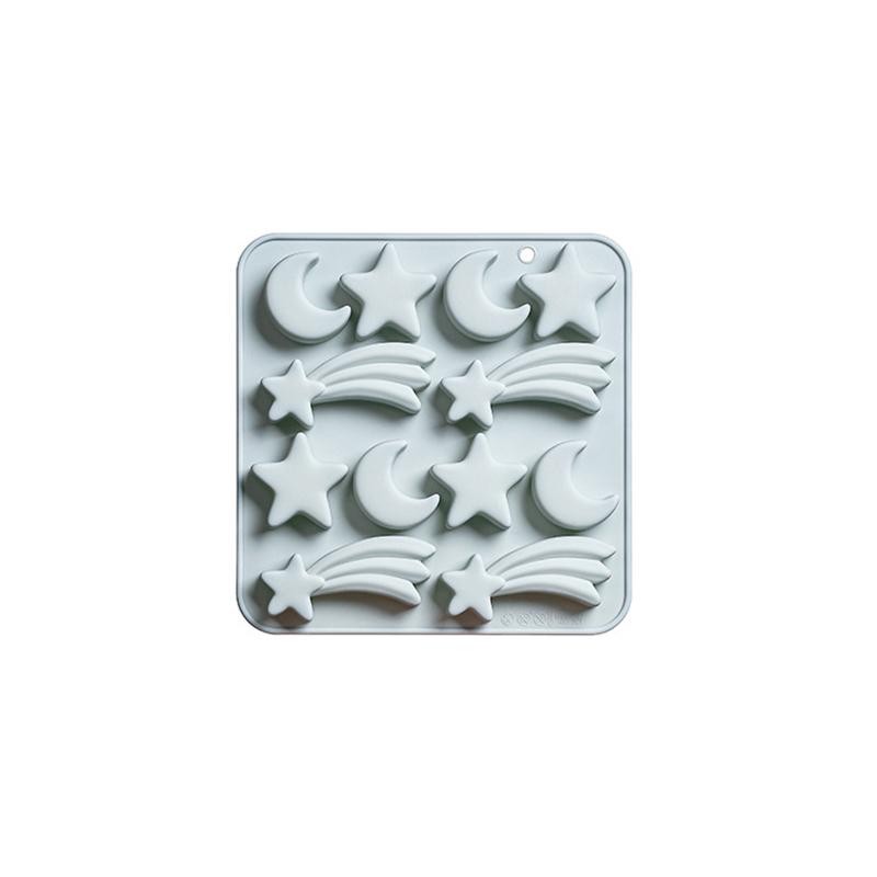 12 Cavity Five-Pointed Star Silicone Molds 3D Moon, Meteor, Fondant Candy Chocolate Mould Ice Grid Mold Cake Decor синий
