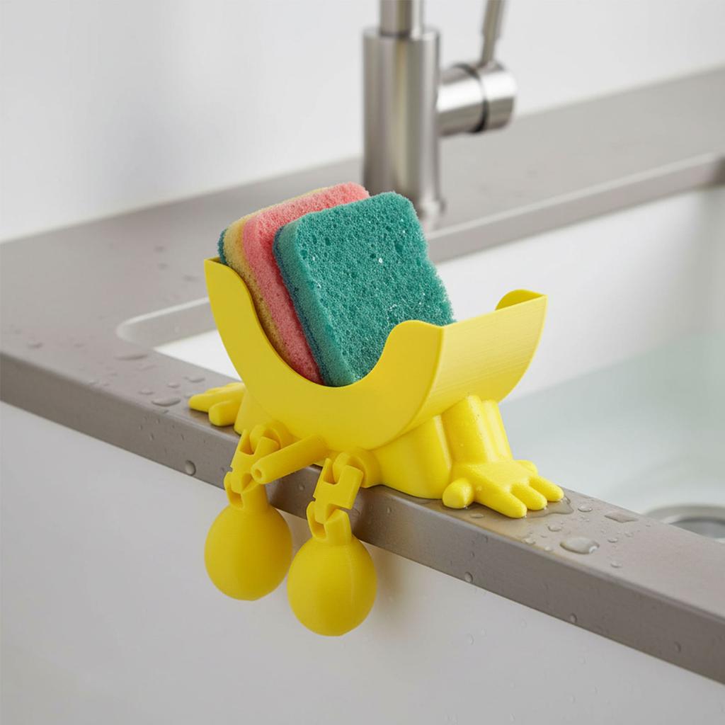 Smiling Sponge Holder 3D Printing Sponges Soap Holder Drying Rack for Scrub Daddy Kitchen Countertop Sink Organizer