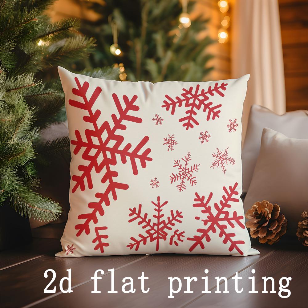 Home Decor Christmas-themed Snowflake & Holiday Pillows Pattern Cushion Cover Suitable for Sofa Bedroom Car Pillow Cover