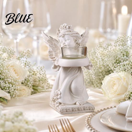 Angel Candle Holder Little Holder Resin Decorative Guardian Tea Light Statue With Retro