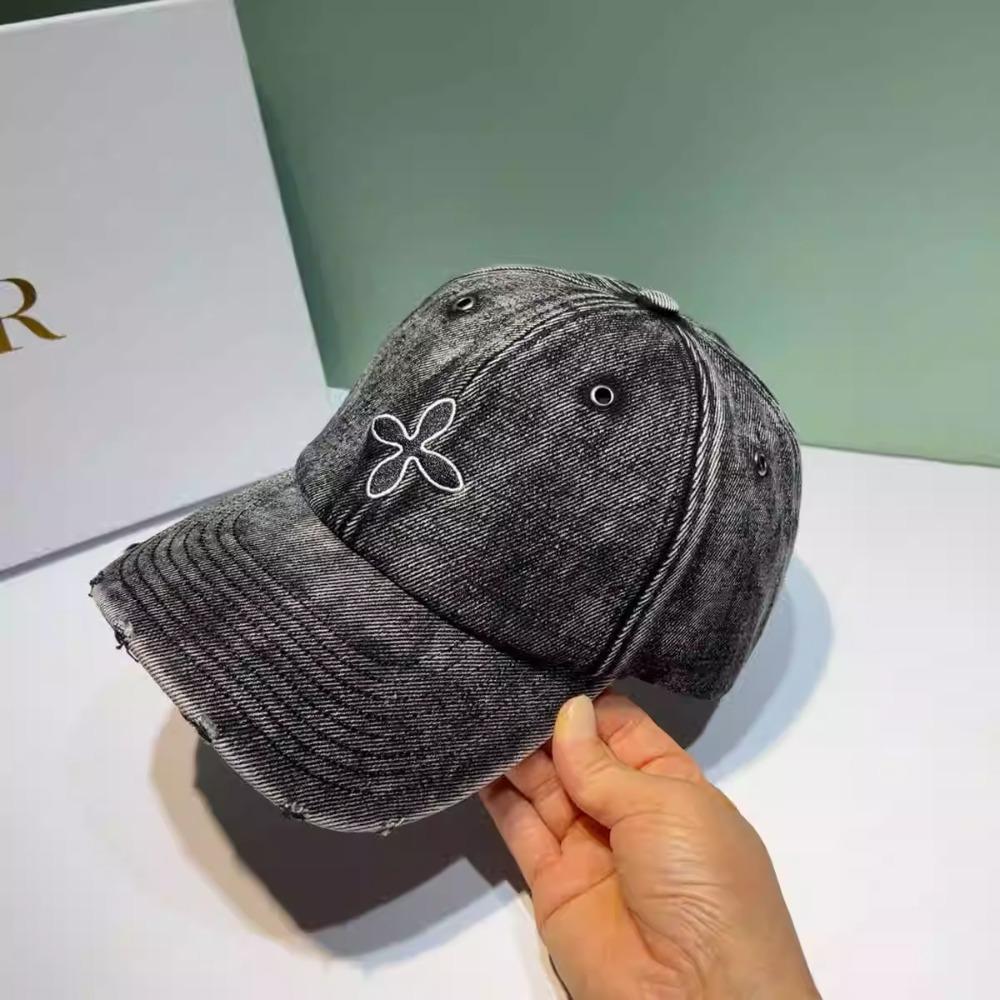 Denim Baseball Cap With Embroidered Letters Vintage Classic Design Fashion Unisex Hat For Men Women Outdoor Casual Wear