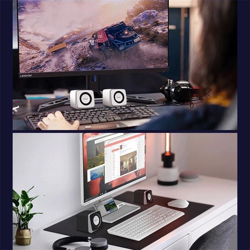 New Lenovo A200 Computer Speakers HiFi Sound Quality RGB Cool Light Effect Stereo Sound Effects Mini Wired Speaker Erazer
