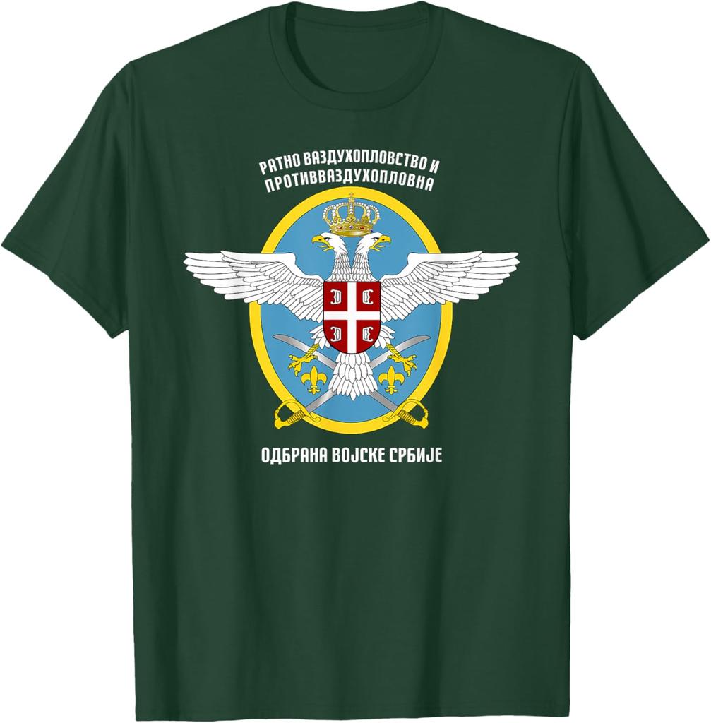 Serbian Army Air Force Serbia Flag Armed Forces Military TShirt Short Sleeve Casual  Cotton Shirt
