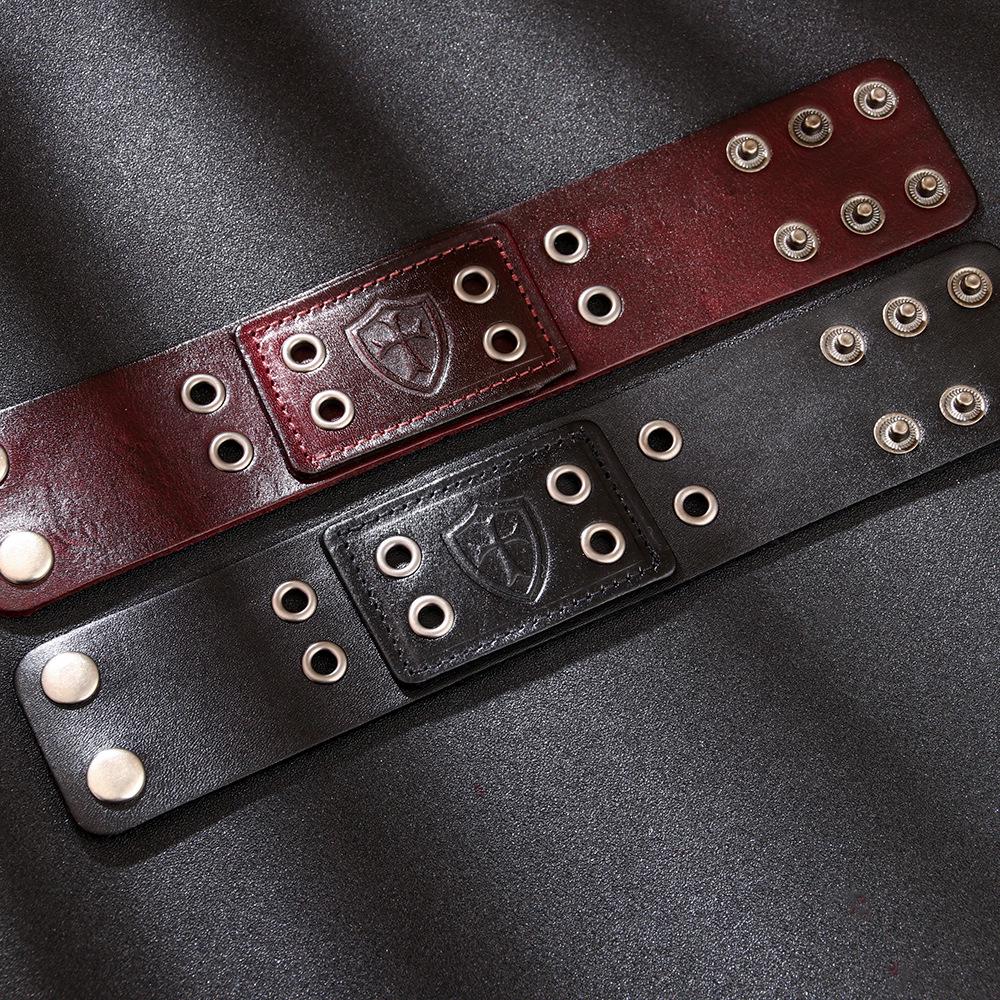 Qinuo Vintage European and American Genuine Leather Bracelet - Classic Simple Design.