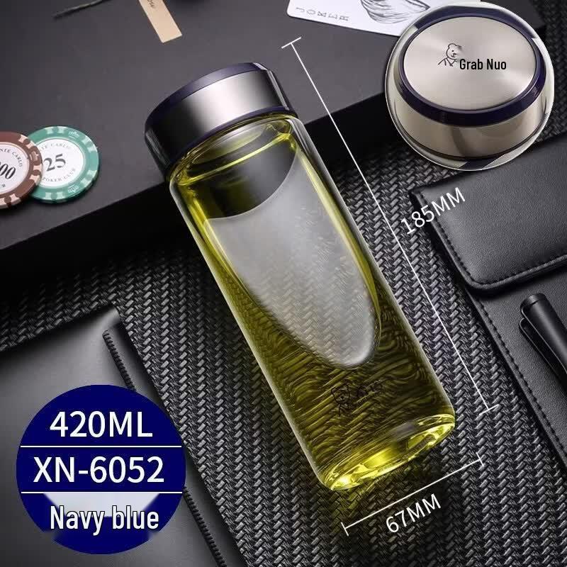 Heenoor XN-6052 Single-Layer Borosilicate Glass Water Bottle with Lid