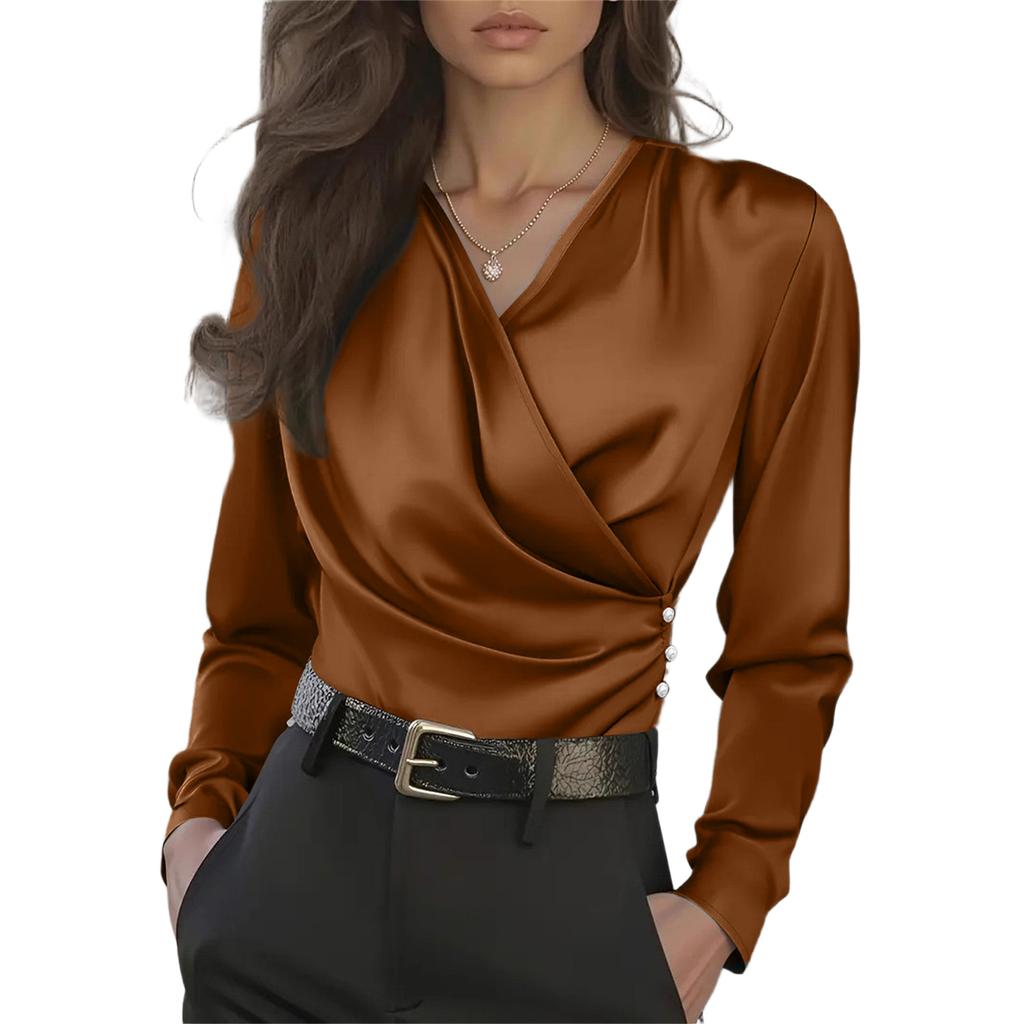 Women's French Luxury V-Neck Slim Fit Elegant Versatile Blouse