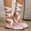 Fashion Silk Sweet Women's Ankle Strap Ballet Shoes Bowknot Ladies Shoes for Women Leisure  Mary Janes Flats