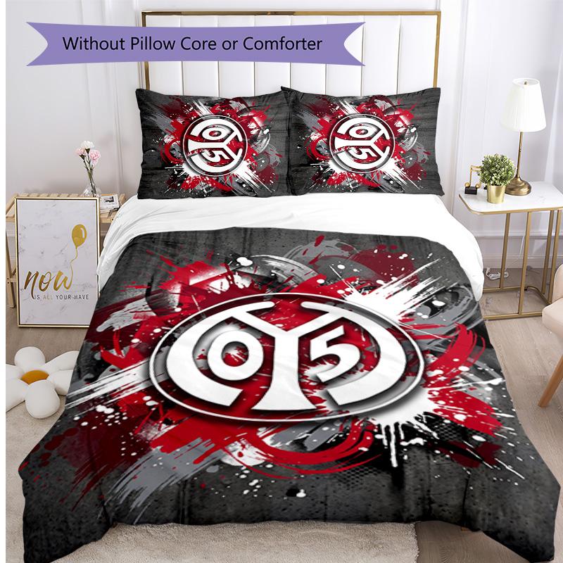 Mainz FC Printed 3PCS Bedding Set Breathable Duvet Cover with Pillowcases Decorative Bed Linen for Bedroom Home