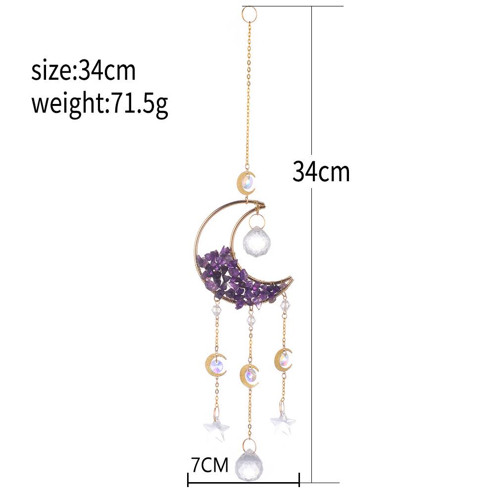 Natural Amethyst Green Crystal & Rose Quartz Moon Hourglass Star Sun Catcher Pendant